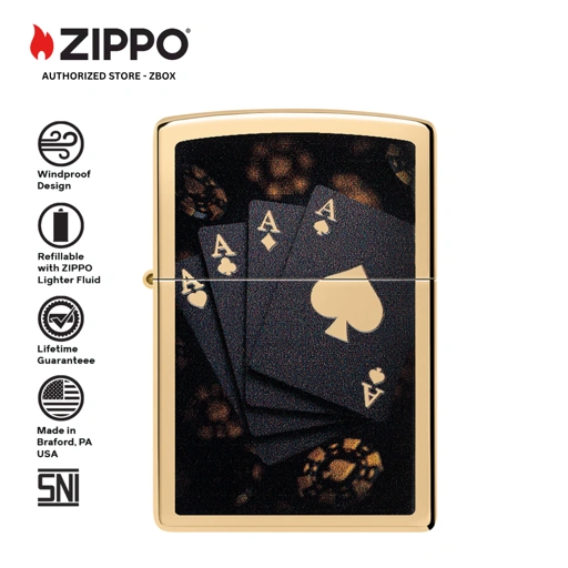 47141 - ZIPPO Lucky Aces High Polish Brass