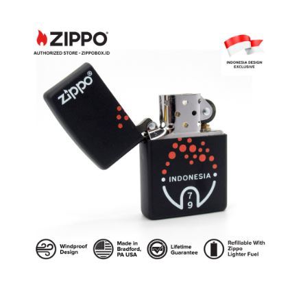 218-114717 ZIPPO RI HUT 79 Matte Black with Color Image
