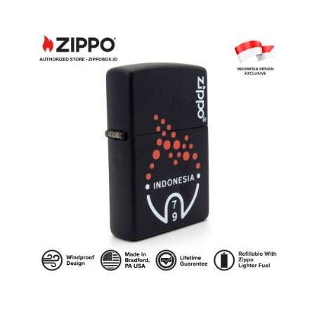 218-114717 ZIPPO RI HUT 79 Matte Black with Color Image
