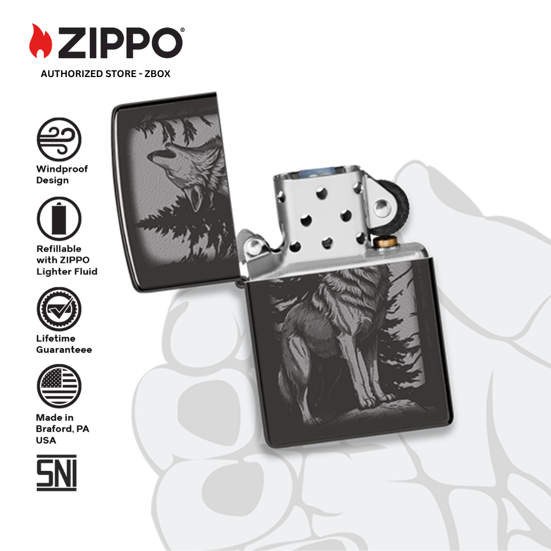 47117 - ZIPPO Howling Wolf High Polish Black