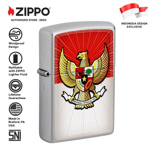 Image of ZIPPO® Pancasila Design - Satin Chrome with Colour Image