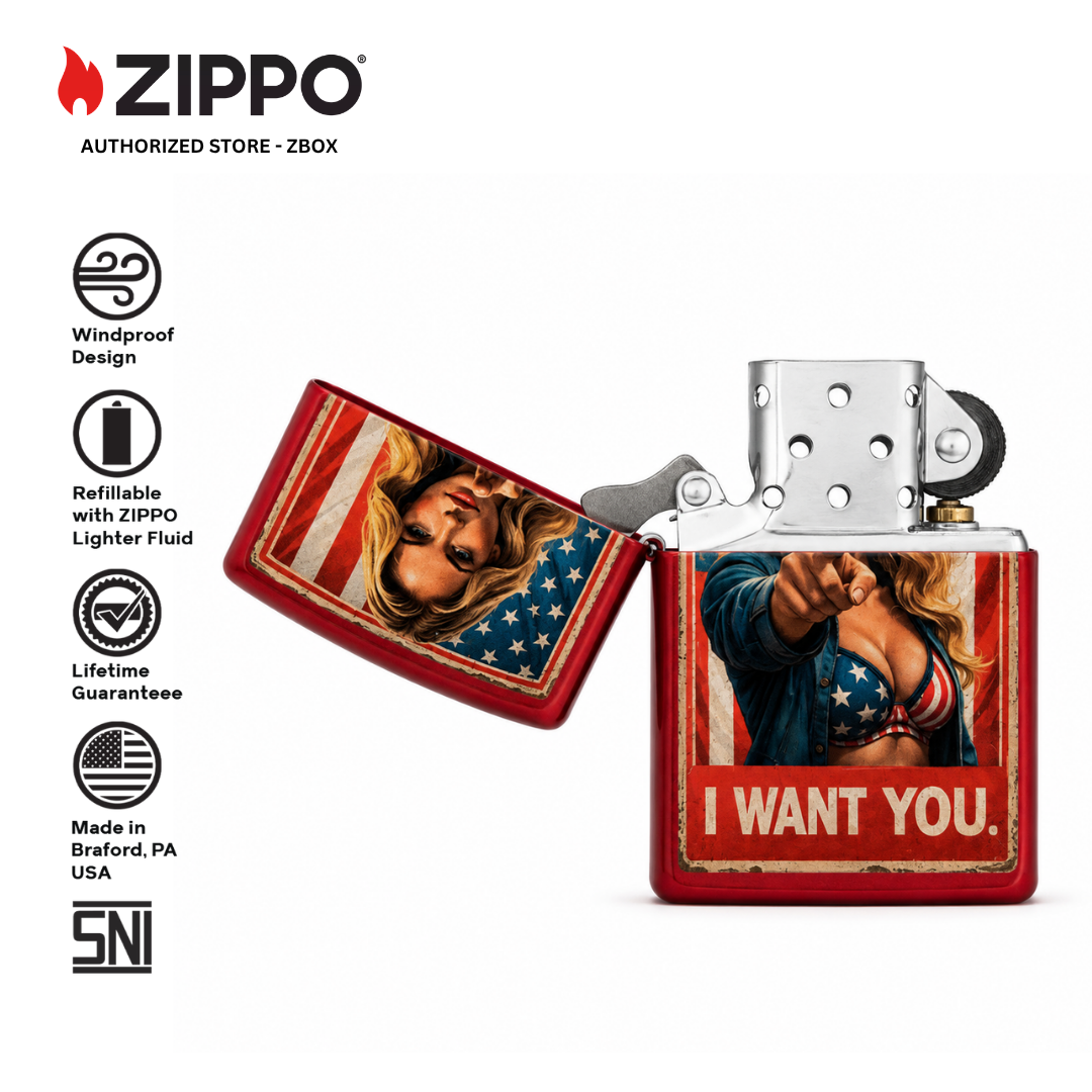 47273-ZIPPO I Want You, Candy Apple Red with Colour Image