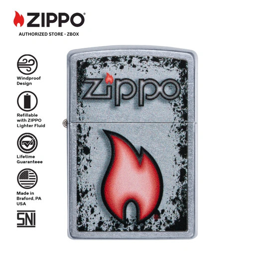 Image of Zippo Flame Design Street Chrome Original Windproof Lighter