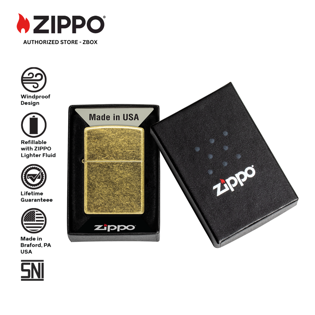 201FB- ZIPPO Antique Brass, Classic Design