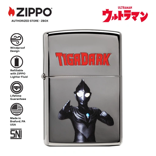 Image of ZIPPO Original CZA-2-46 Ultraman Tiga Black Limited Edition - Korek Api Windproof USA