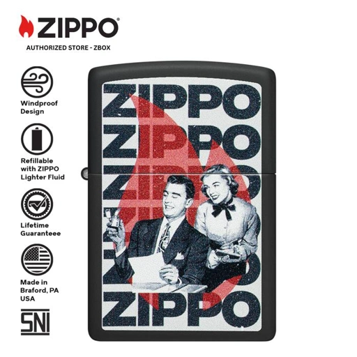 Image of 46475 - ZIPPO® Vintage Design - Black Matte with Colour Image