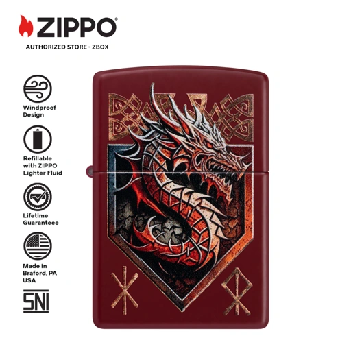 47136 - ZIPPO Dragon Shield Design Merlot