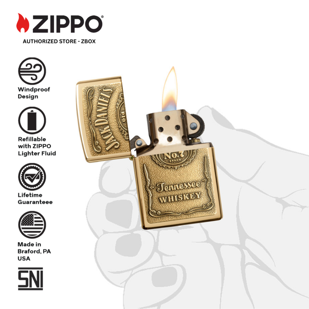 254B.JD.428 - Zippo Jack Daniel's High Polish Brass Original Windproof Lighter