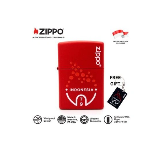 233-114720 ZIPPO RI HUT 79 Matte Red with Color Image