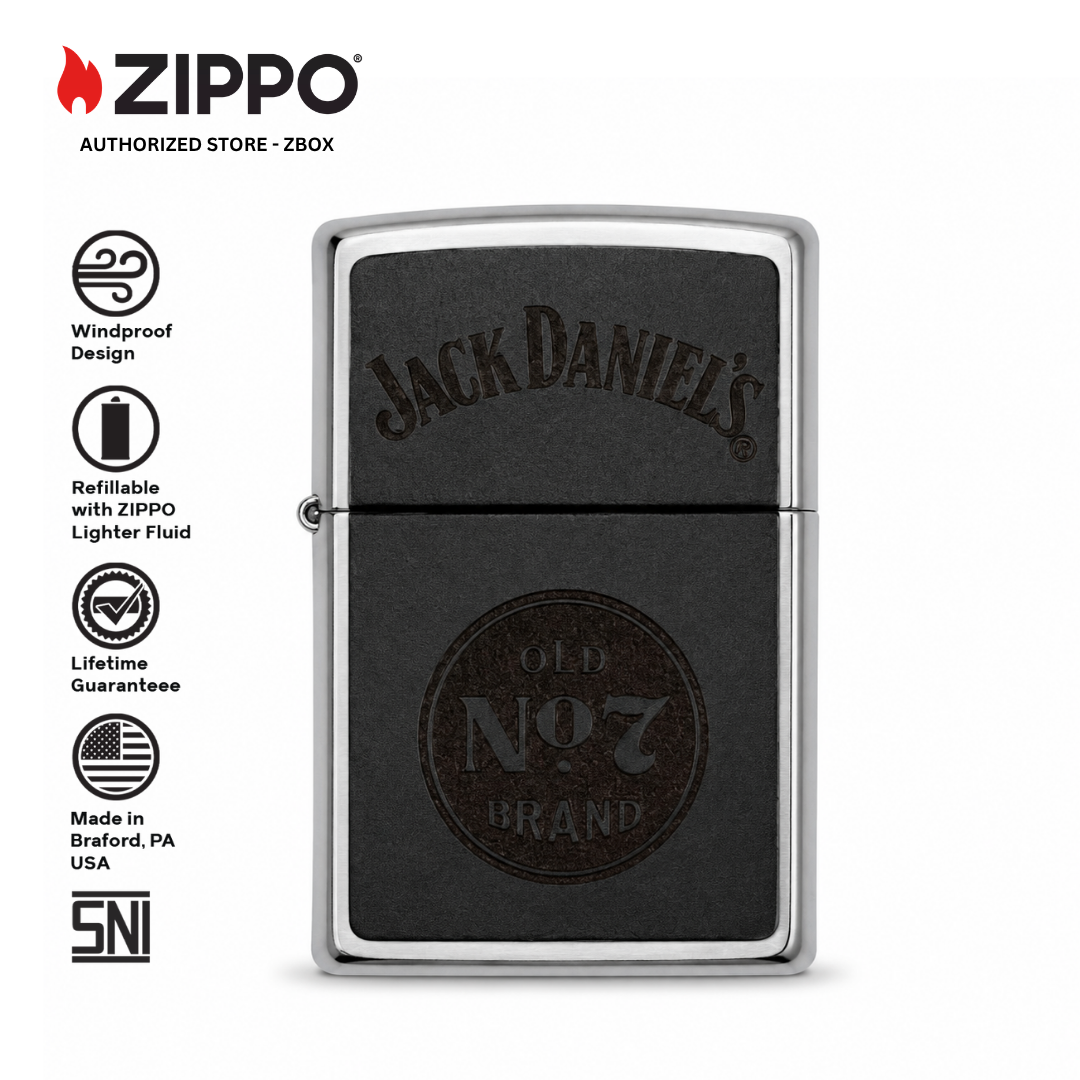 47417-ZIPPO JD Street Chrome, Leather Emblem