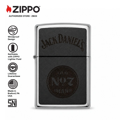 47417-ZIPPO JD Street Chrome, Leather Emblem