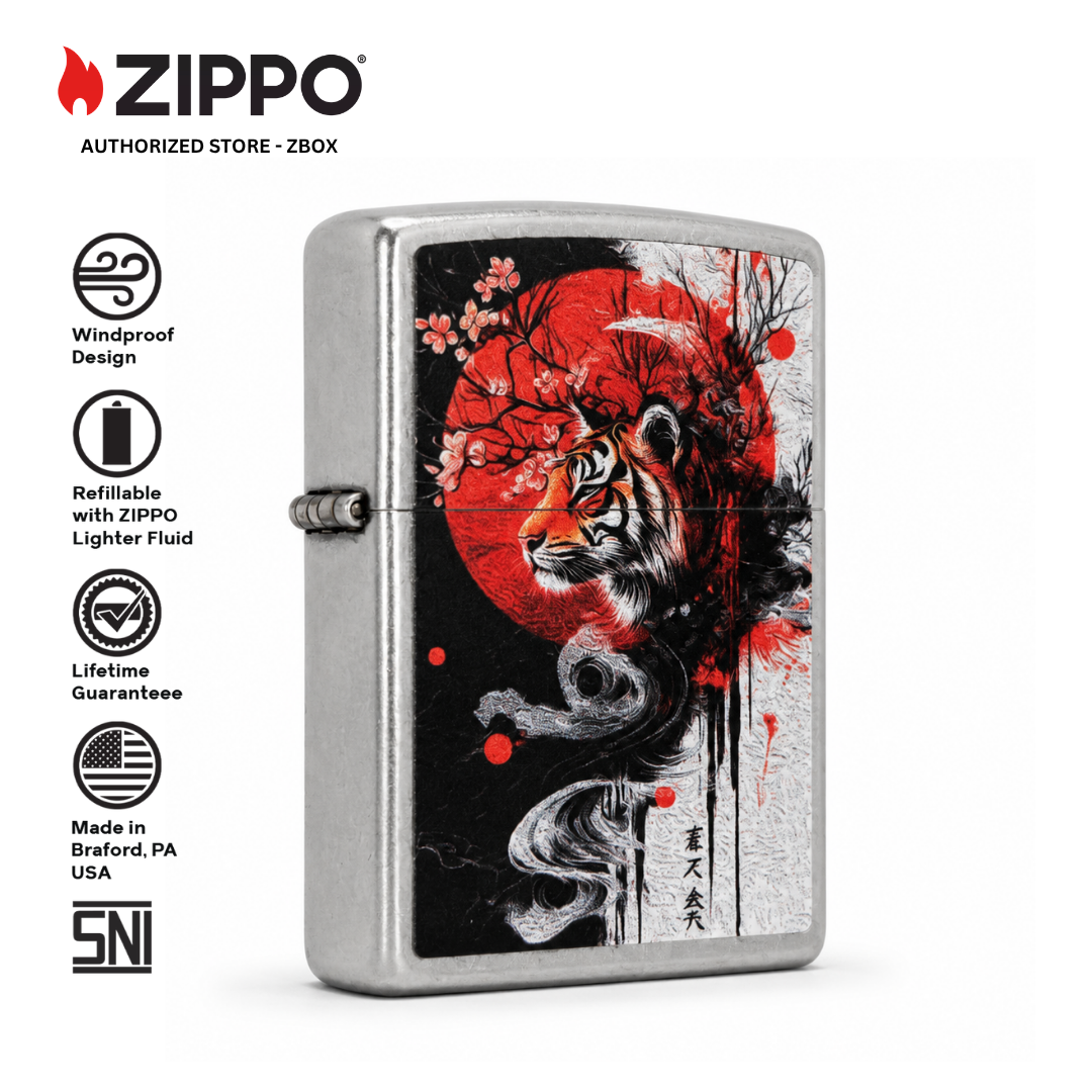 47439-ZIPPO Asian Tiger, Street Chrome with Colour Image