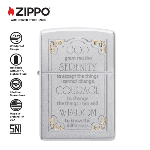 28458 - ZIPPO Serenity Prayer Satin Chrome