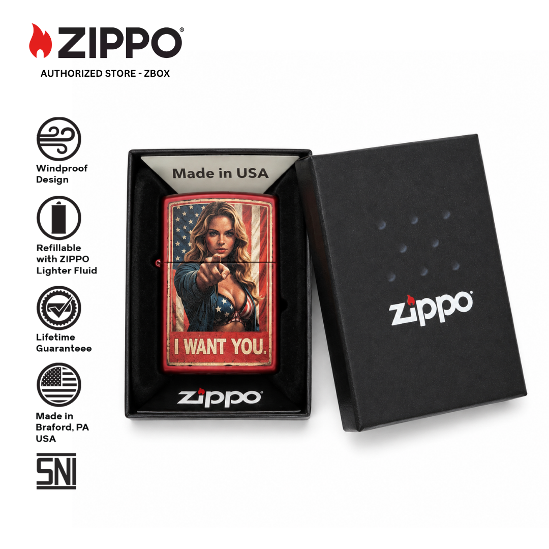 47273-ZIPPO I Want You, Candy Apple Red with Colour Image