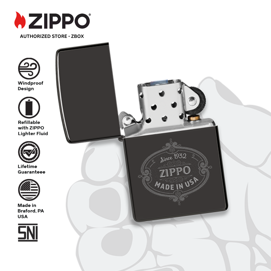 46945 - ZIPPO Plaque Design High Polish Black