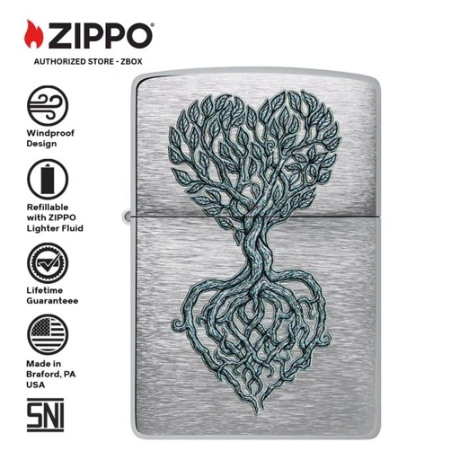Image of  ZIPPO® Rooted in Love Design - Brush Chrome with Colour Image