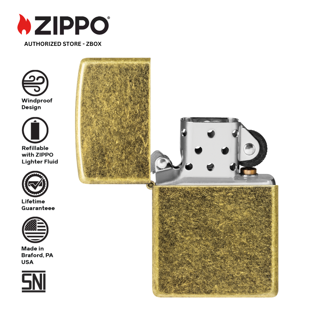 201FB- ZIPPO Antique Brass, Classic Design