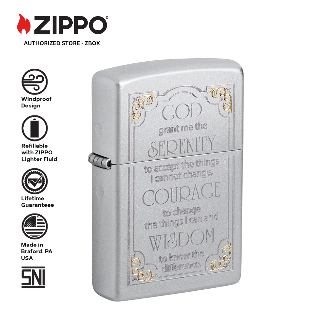 28458 - ZIPPO Serenity Prayer Satin Chrome