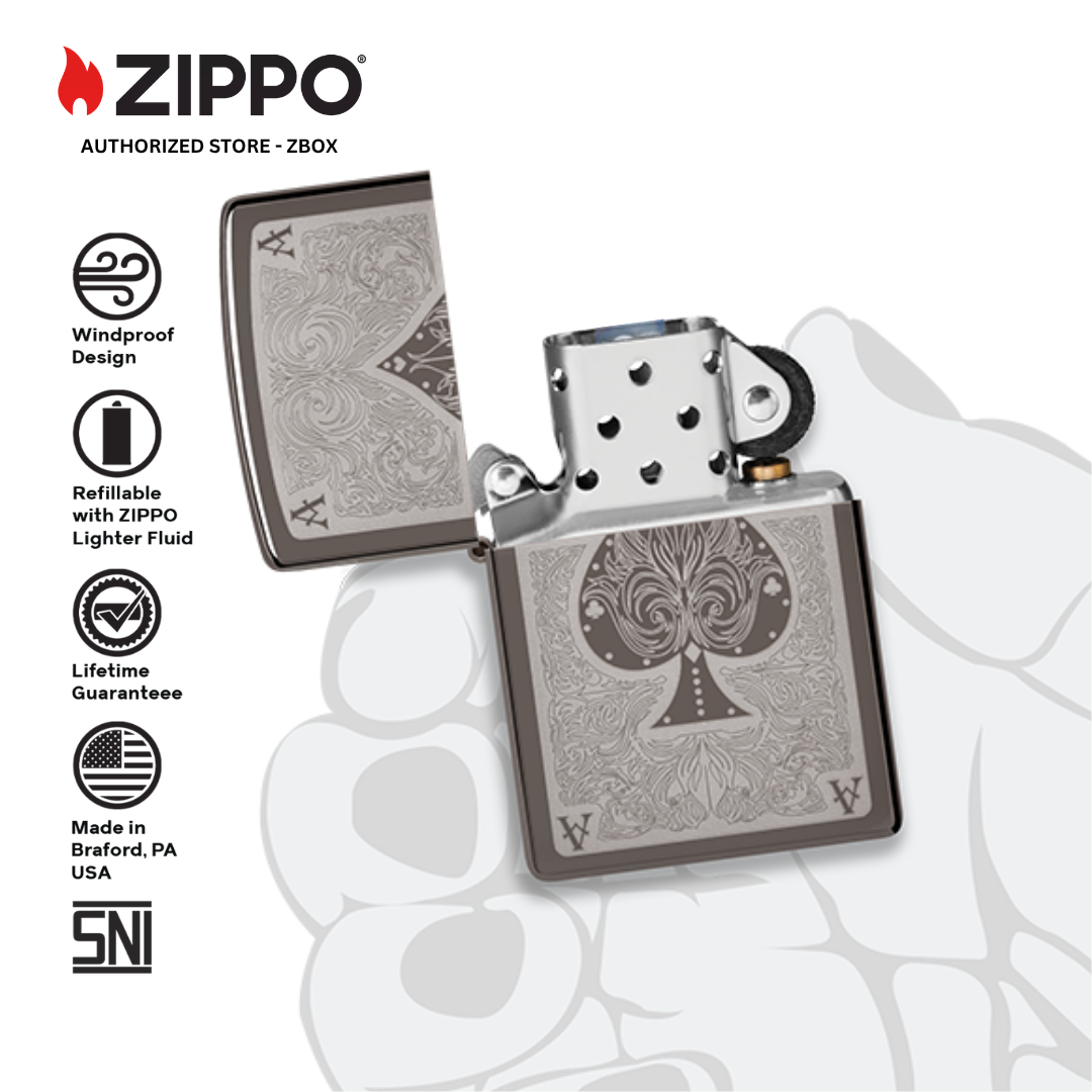 28323 – ZIPPO Ace Filigree — Lighter Premium Black Ice®