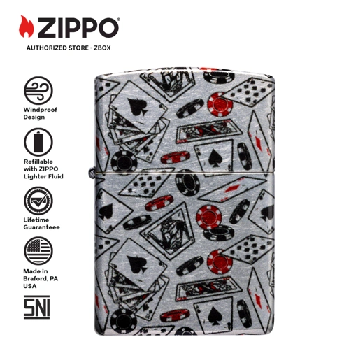 47157 - ZIPPO Let the Chips Fall Design Tumbled Chrome