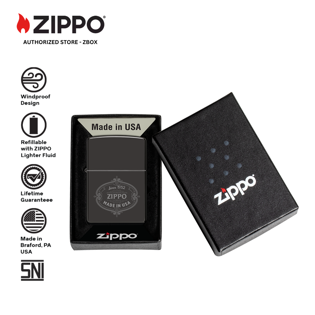 46945 - ZIPPO Plaque Design High Polish Black
