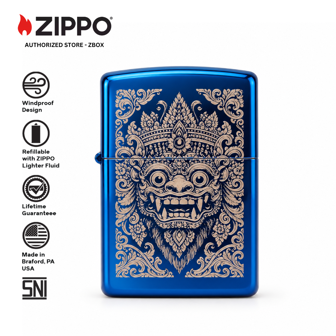 ZI-20446-01 – ZIPPO Bali Barong, High Polish Blue with Laser Engraving