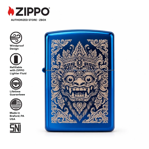 ZI-20446-01 – ZIPPO Bali Barong, High Polish Blue with Laser Engraving