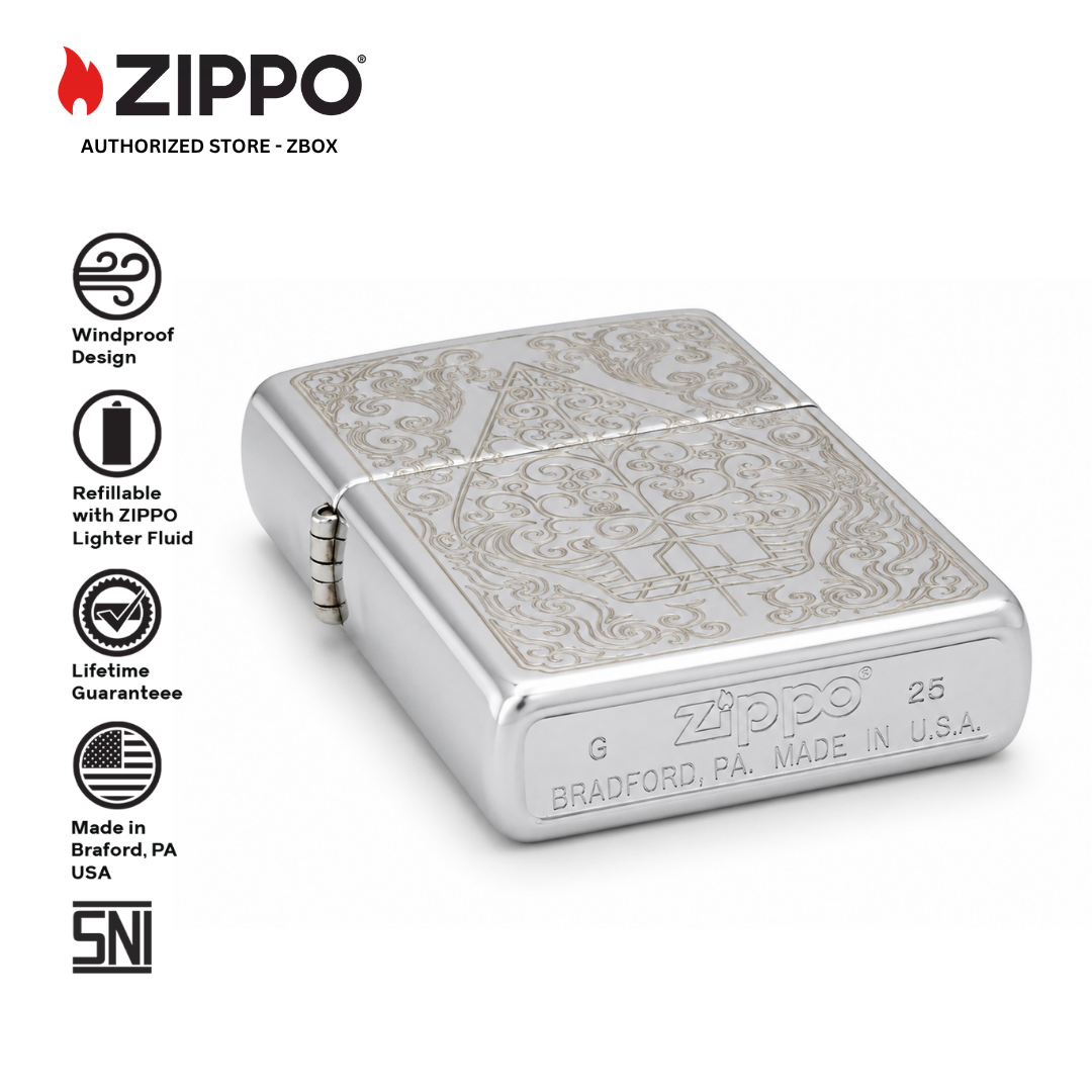 ZIPPO ZI-25001 BATIK INDONESIA, HIGH POLISH CHROME