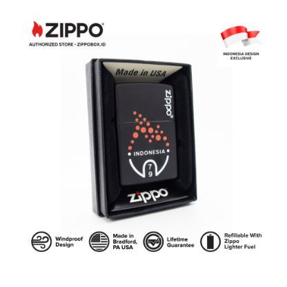 218-114717 ZIPPO RI HUT 79 Matte Black with Color Image