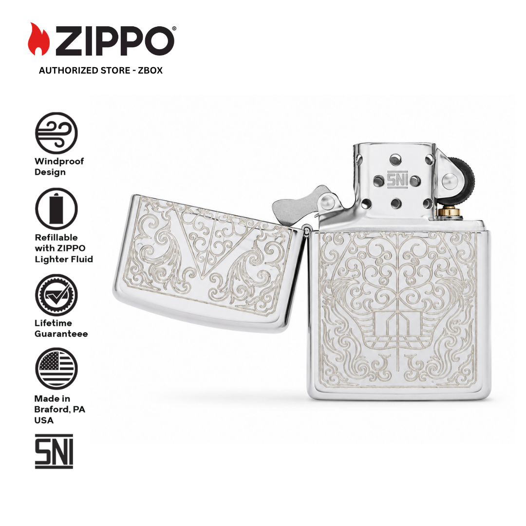 ZIPPO ZI-25001 BATIK INDONESIA, HIGH POLISH CHROME