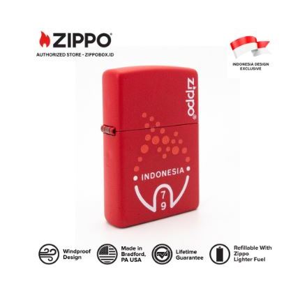 233-114720 ZIPPO RI HUT 79 Matte Red with Color Image