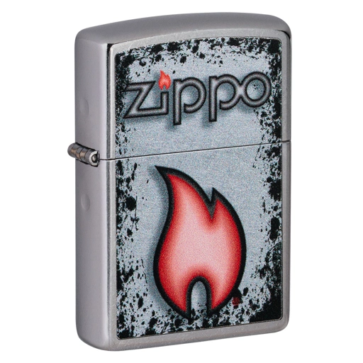 Image of Zippo Flame Design Street Chrome Original Windproof Lighter