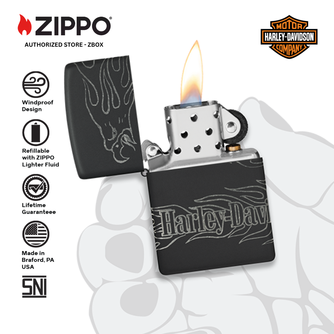 46310 - ZIPPO Harley-Davidson® Black Matte with Chrome