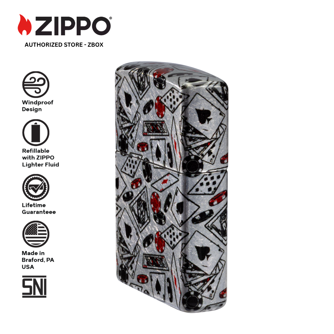 47157 - ZIPPO Let the Chips Fall Design Tumbled Chrome