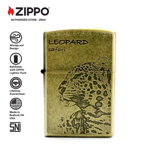 Image of ZA-1-37a - ZIPPO® Leopard Safari - Brass Finish with Engraving