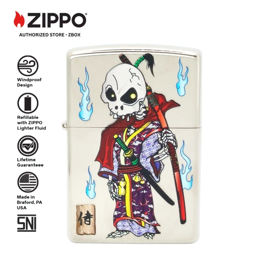 Image of ZA-5-59a - ZIPPO Fashionable Skull SAMURAI