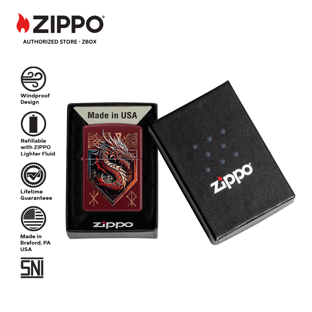 47136 - ZIPPO Dragon Shield Design Merlot