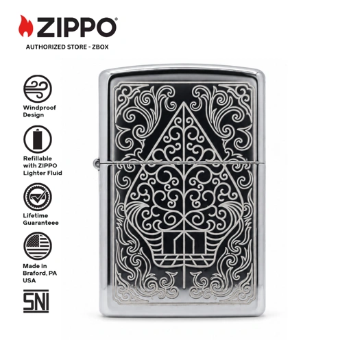 ZIPPO ZI-25001 BATIK INDONESIA, HIGH POLISH CHROME