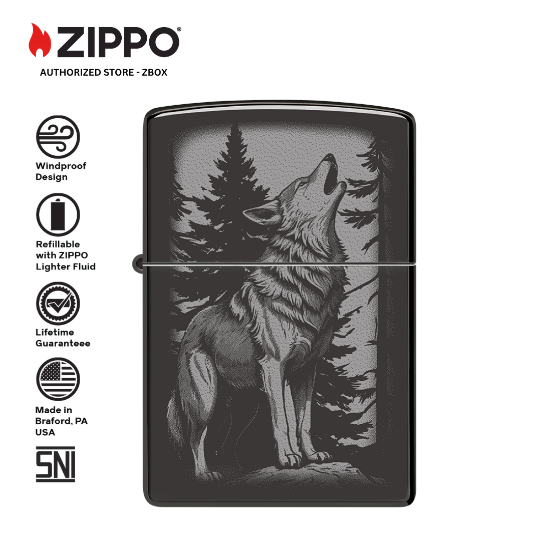 47117 - ZIPPO Howling Wolf High Polish Black