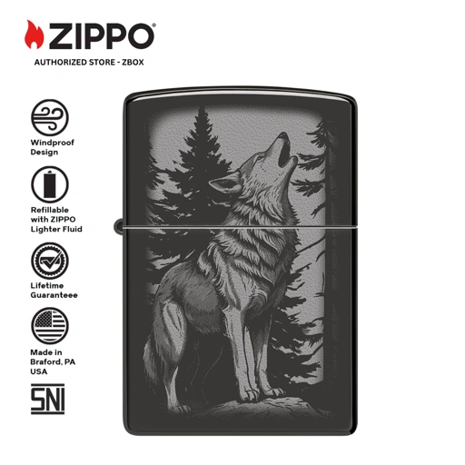 47117 - ZIPPO Howling Wolf High Polish Black