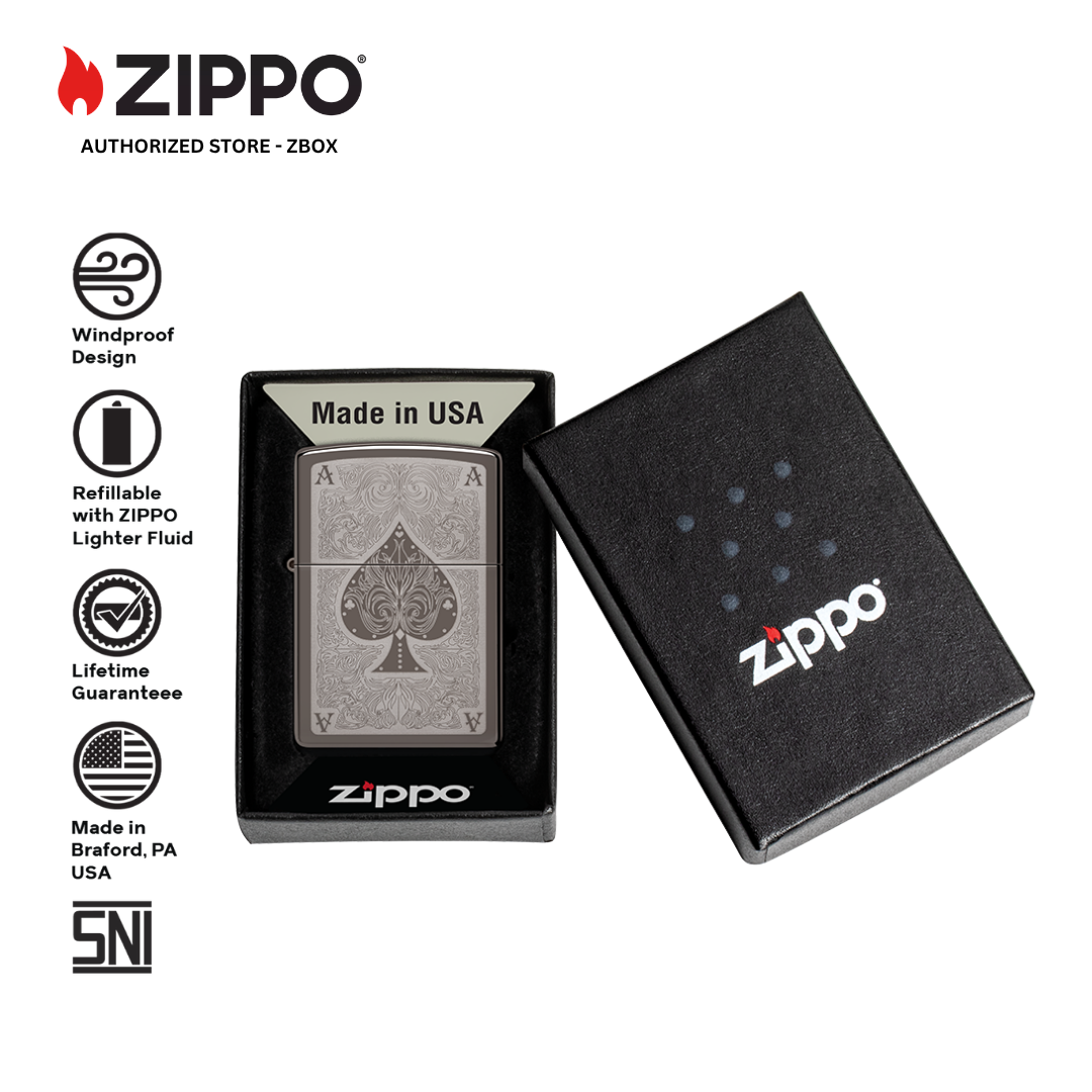 28323 – ZIPPO Ace Filigree — Lighter Premium Black Ice®