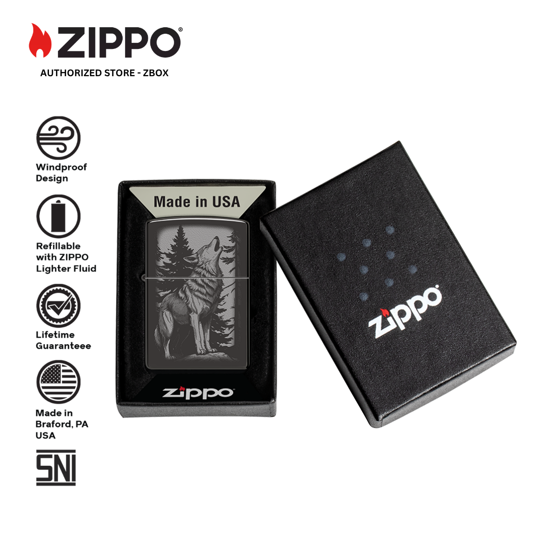 47117 - ZIPPO Howling Wolf High Polish Black