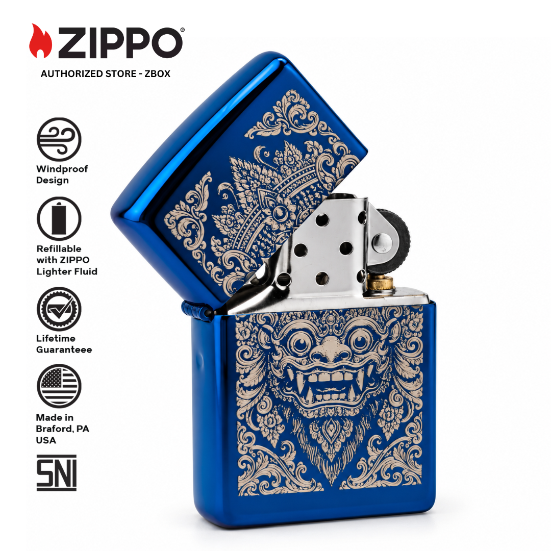 ZI-20446-01 – ZIPPO Bali Barong, High Polish Blue with Laser Engraving