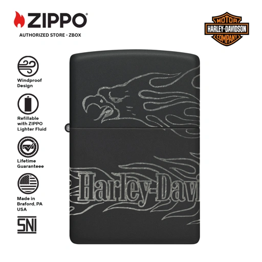 Image of 46310 - ZIPPO Harley-Davidson® Black Matte with Chrome