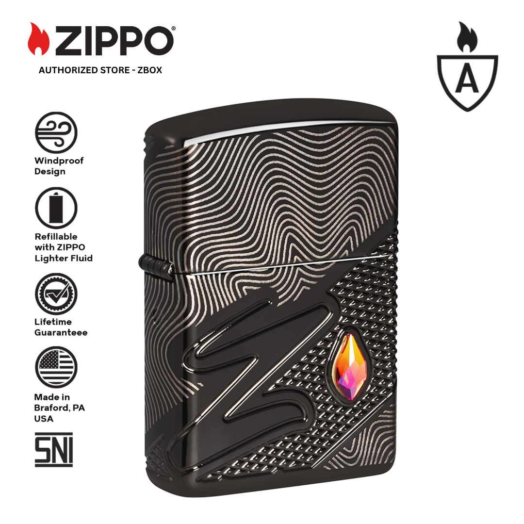46928 - ZIPPO Z Crystal Design Armor High Polish Black