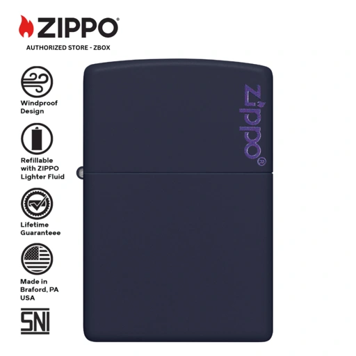 Image of ZIPPO Original 239ZL Navy Matte with Zippo Logo