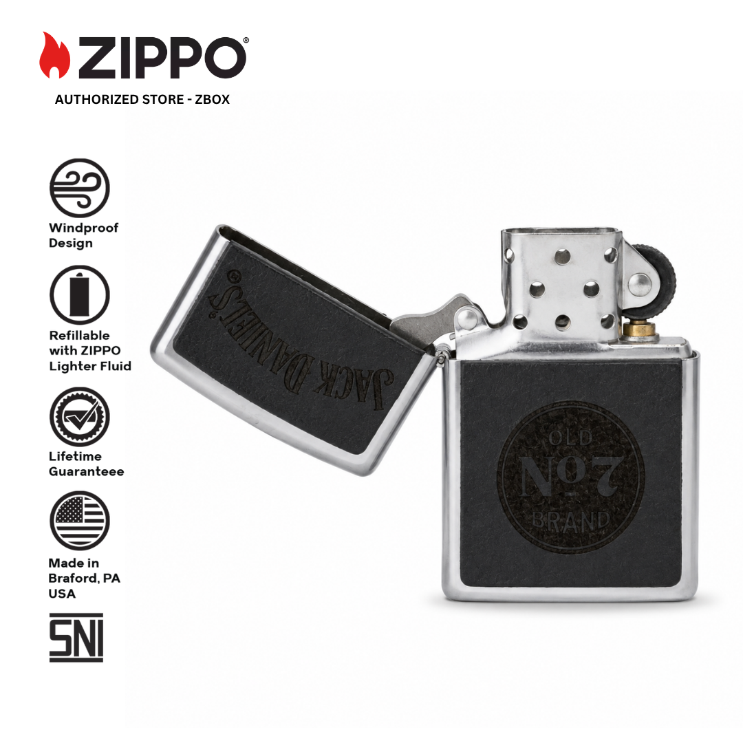 47417-ZIPPO JD Street Chrome, Leather Emblem