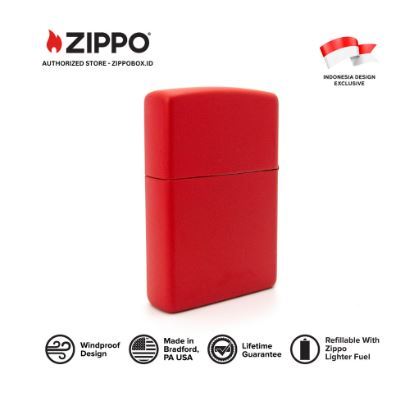 233-114720 ZIPPO RI HUT 79 Matte Red with Color Image