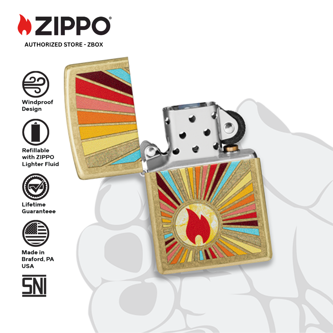 46957 - ZIPPO Beaming Flame Design Street Brass