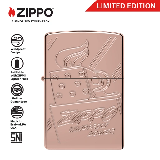 Image of ZIPPO Original 48768 Armor Script Logo Limited Edition - Armor High Polish Rose Gold - Korek Api Windproof USA